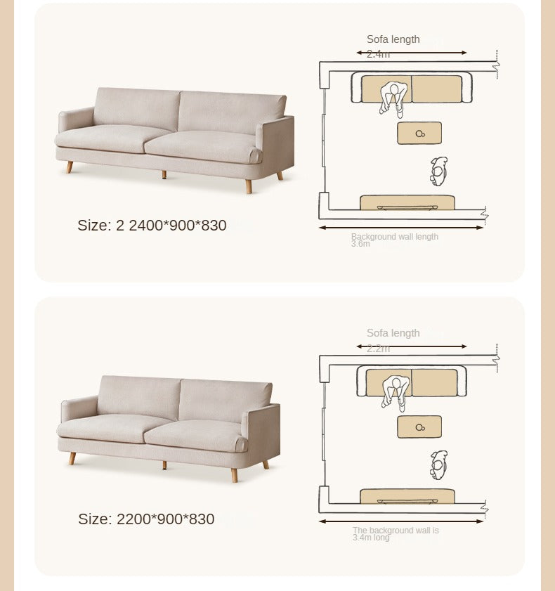 Fabric sofa modern three-seat straight sofa