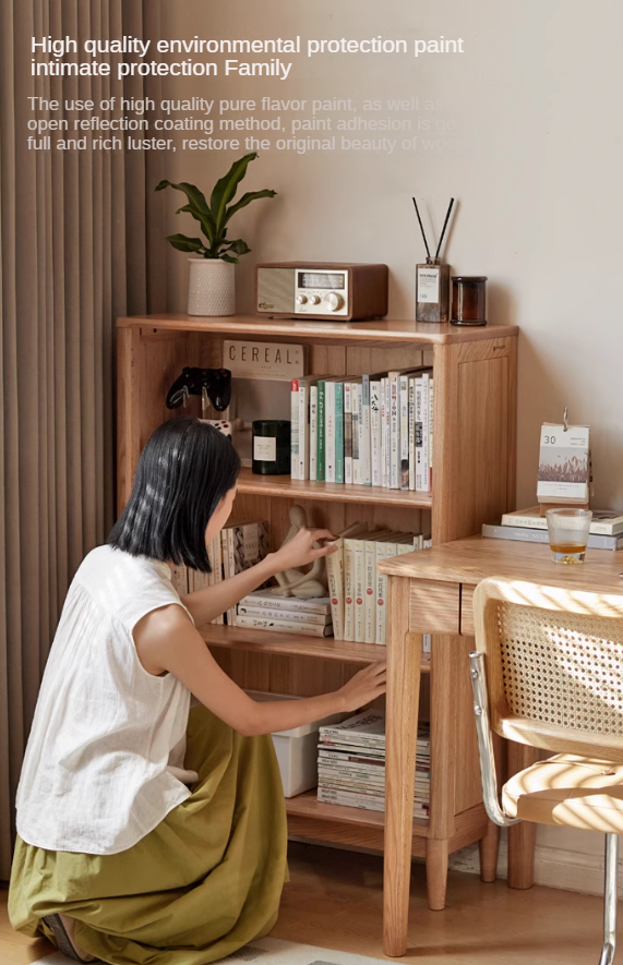 Oak solid wood modern open grid bookcase