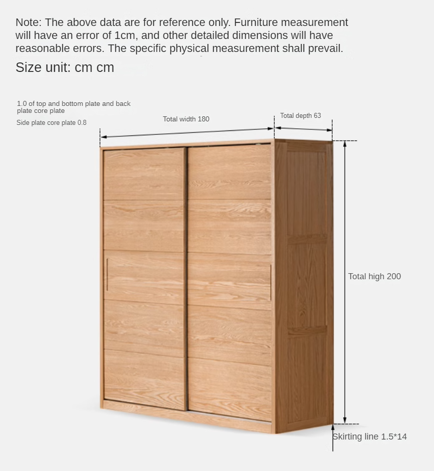 Oak Solid Wood Sliding Door Wardrobe