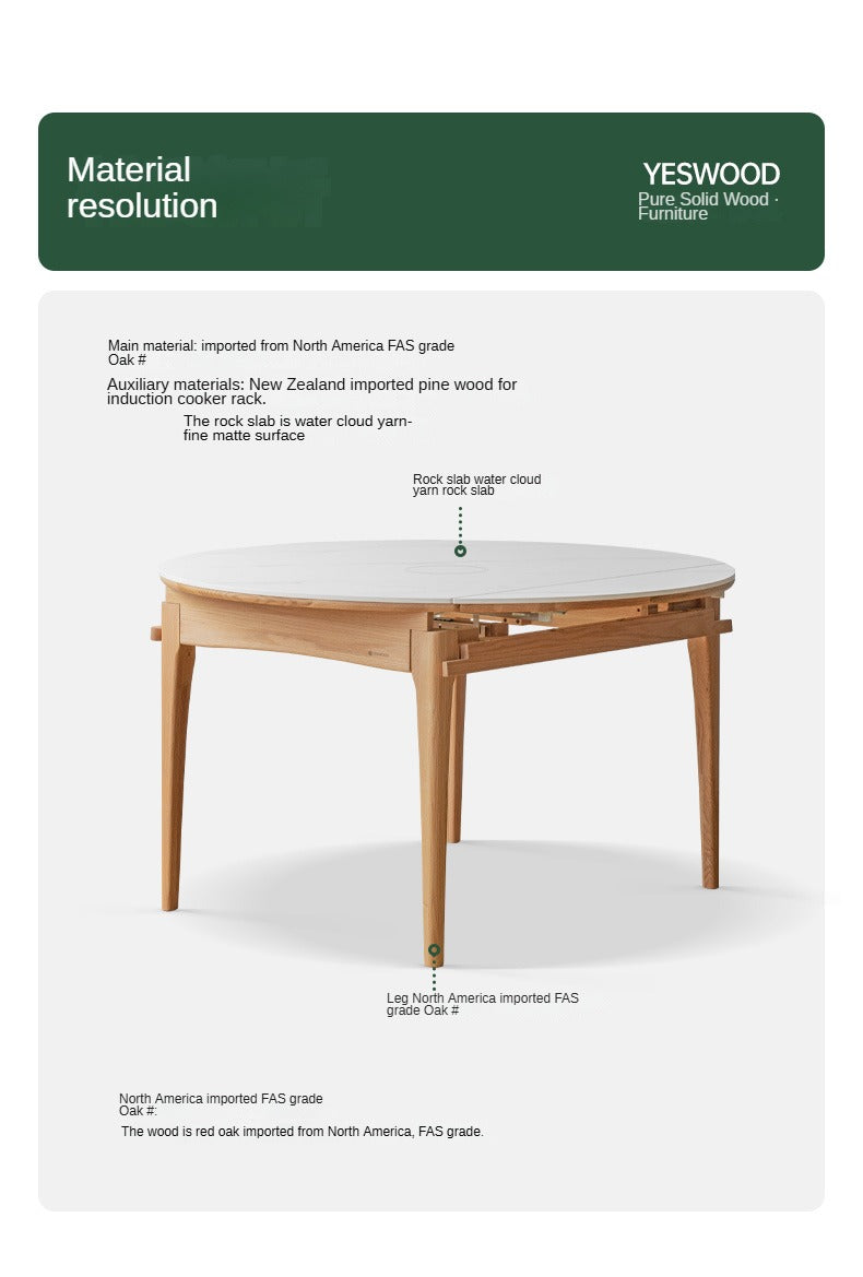 Oak solid Wood Rock Table Induction