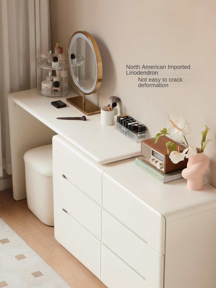 Poplar Solid Wood Cream Air Makeup Table,