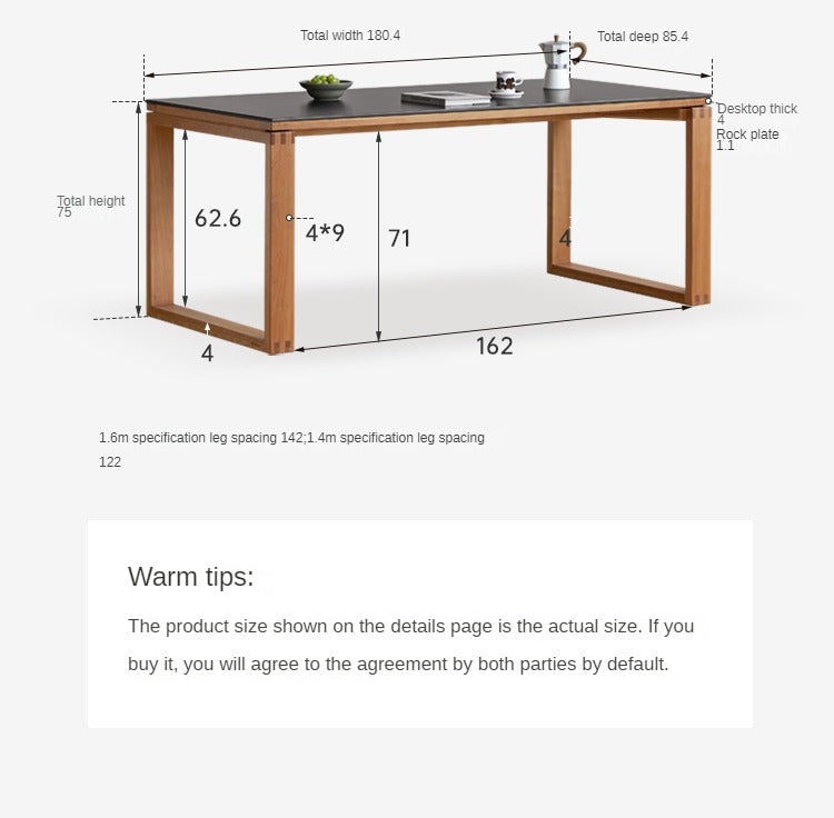 Cherry Wood Solid Wood Rock Table Modern Dining Table