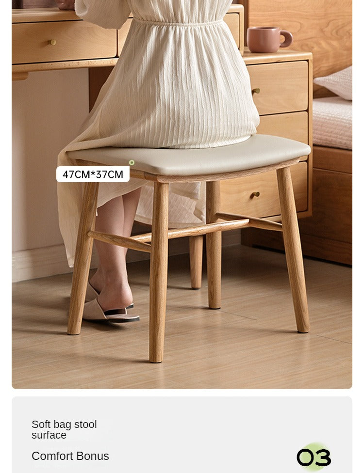 Oak Solid Wood Modern Dressing Stool