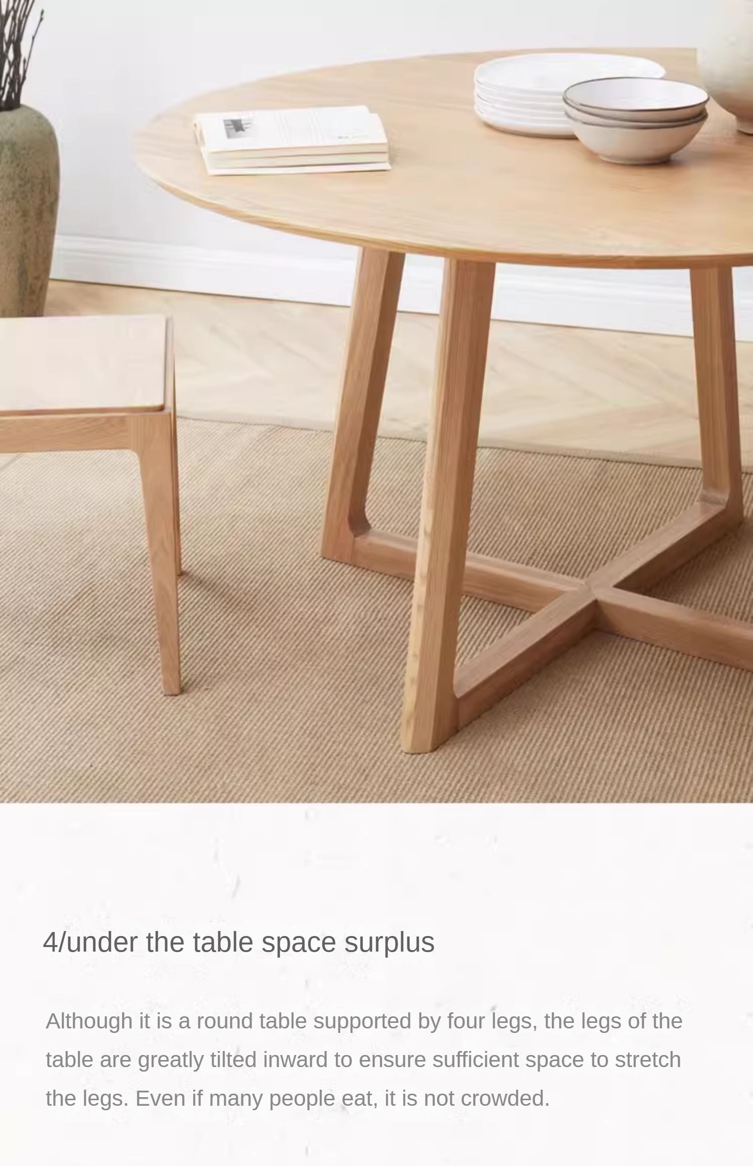 Ash Solid Wood Round Dining Table