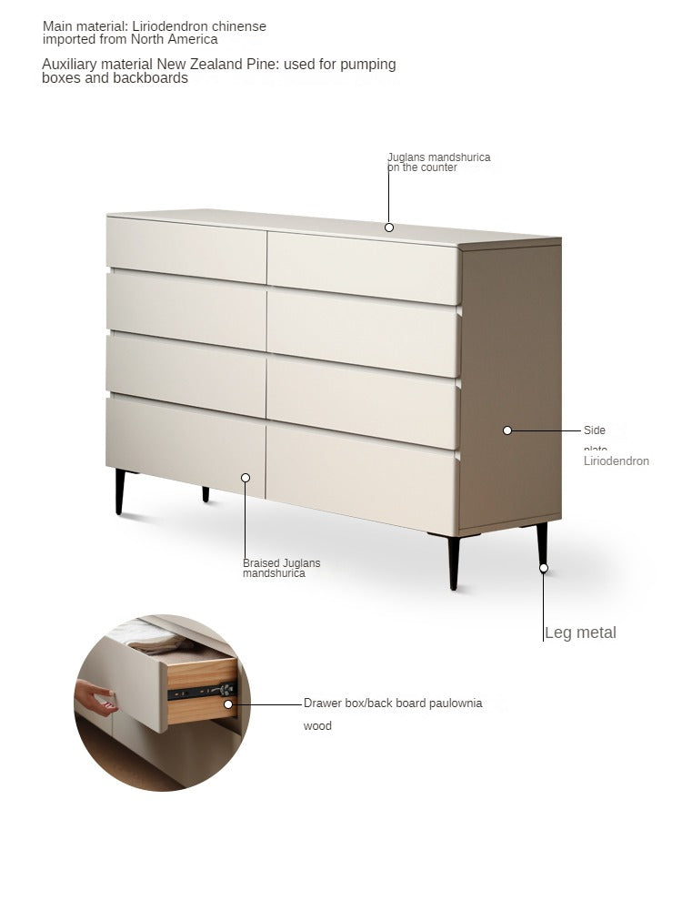 Poplar solid wood chest of drawers light luxury storage cabinet "