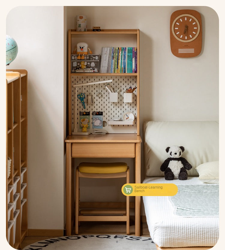 Beech solid wood children's desk bookshelf integrated