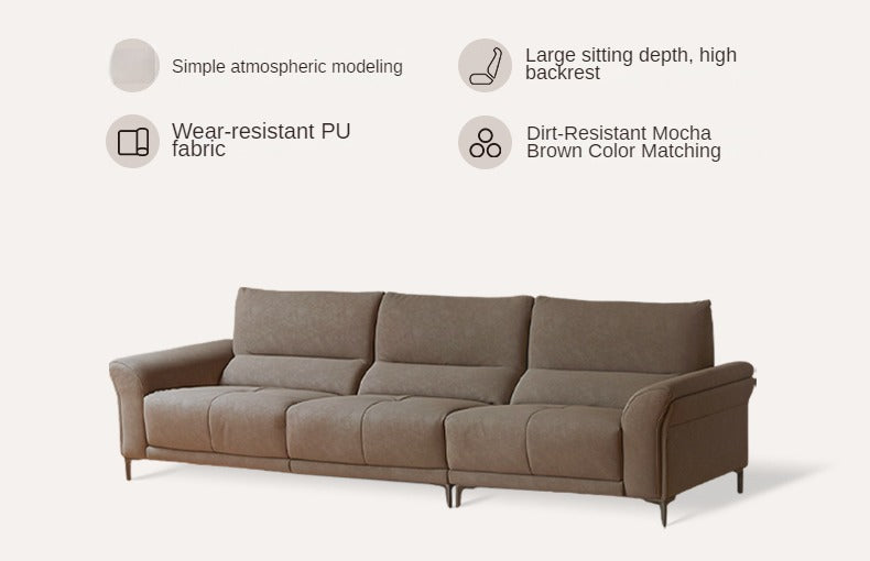 Fabric Italian Minimalist Three-seater High-legged Straight Sofa