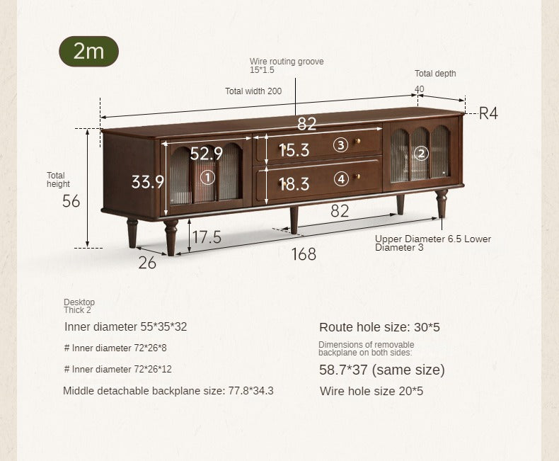 Poplar Solid Wood American Rectangular Coffee Table-