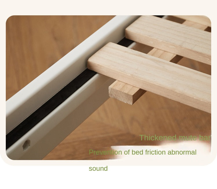 Rubber Solid Wood Children's White Cream Style Montessori Platform Bed