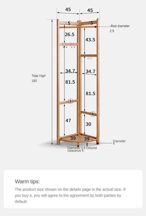 Oak Solid Wood Corner Hanger Rack