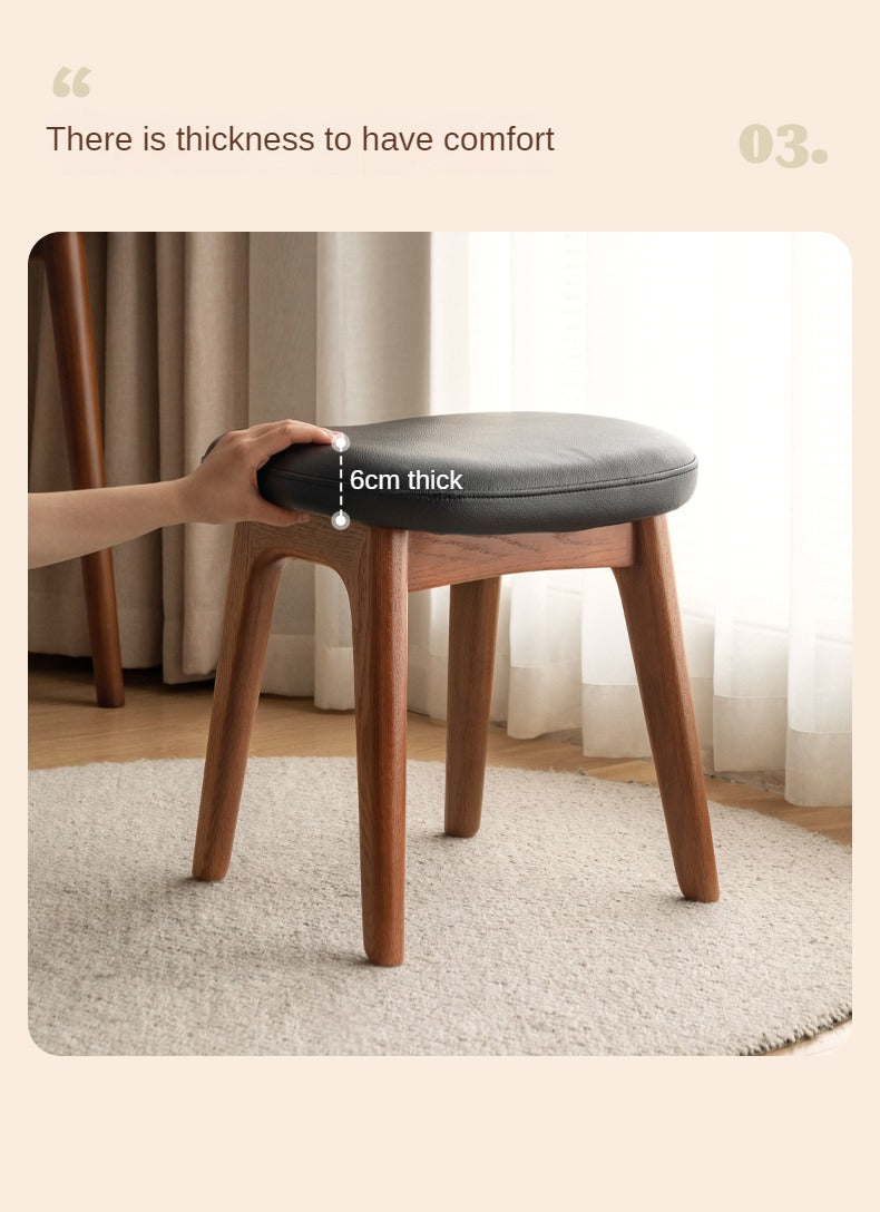 Oak, Cherry Solid Wood Makeup Soft Stool