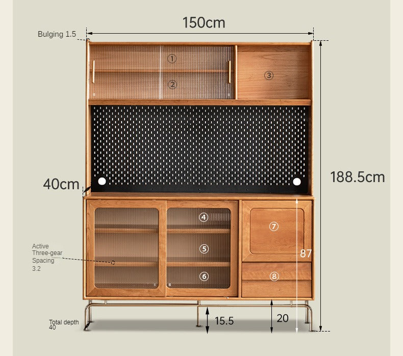 Cherry Solid Wood Retro Medieval Sideboard