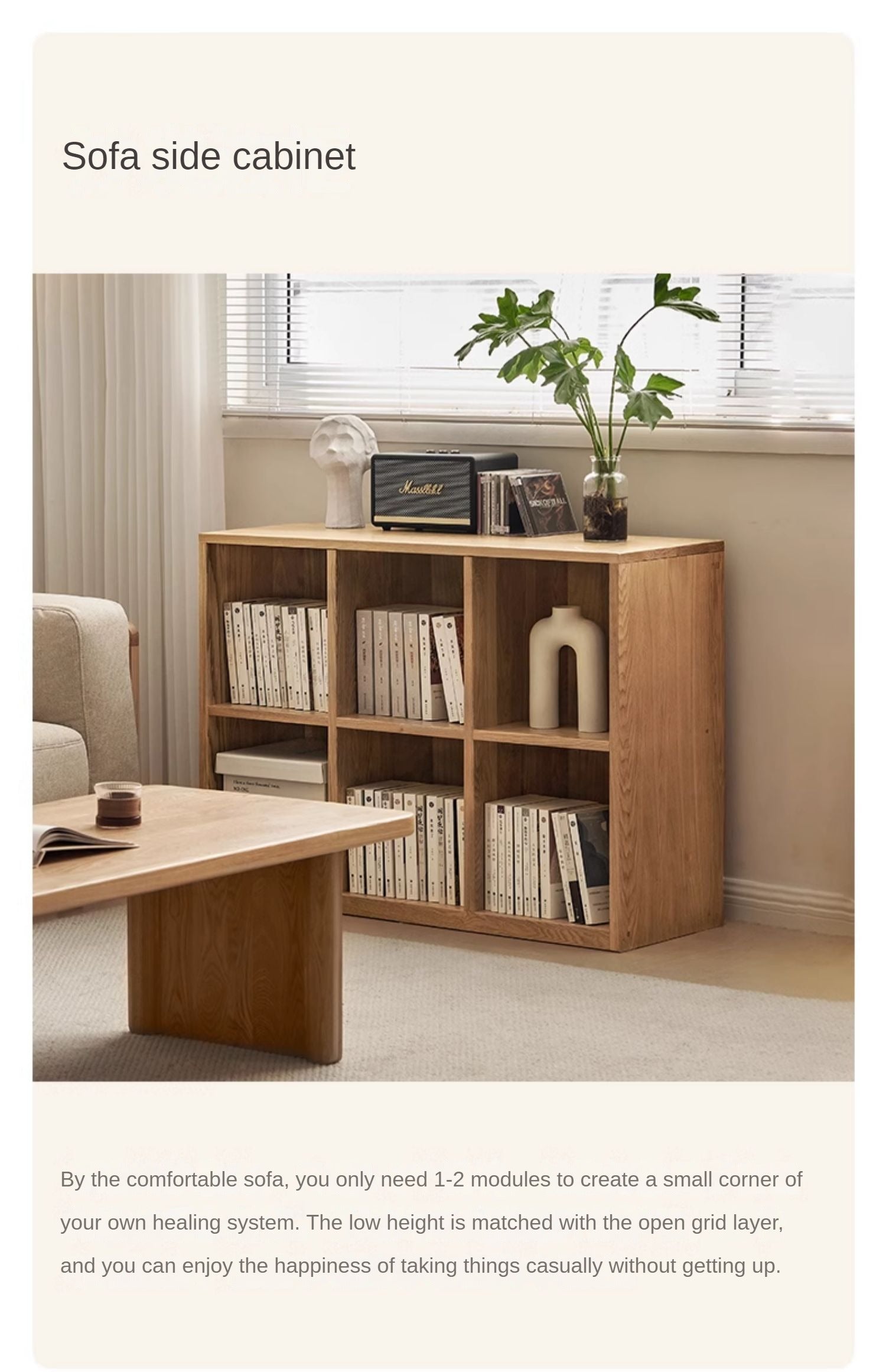 Ash solid wood bookcase simple floor bookshelf,