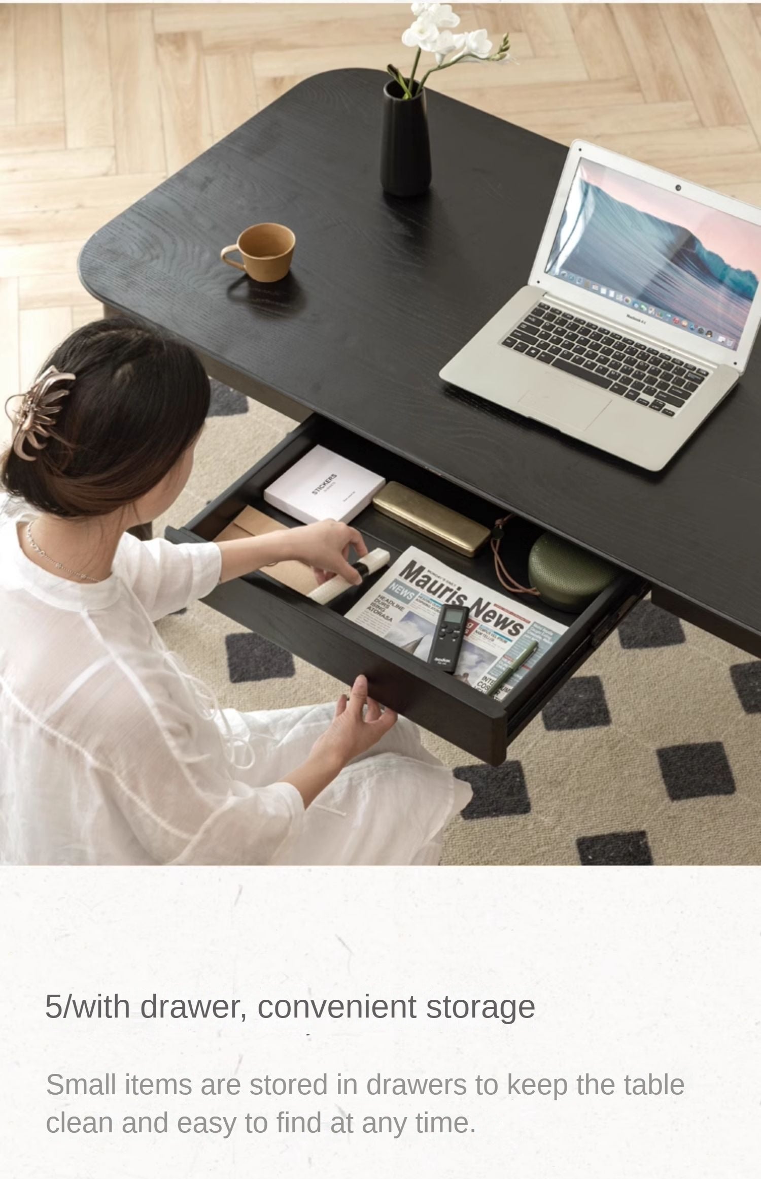 Oak black solid wood modern simple computer desk