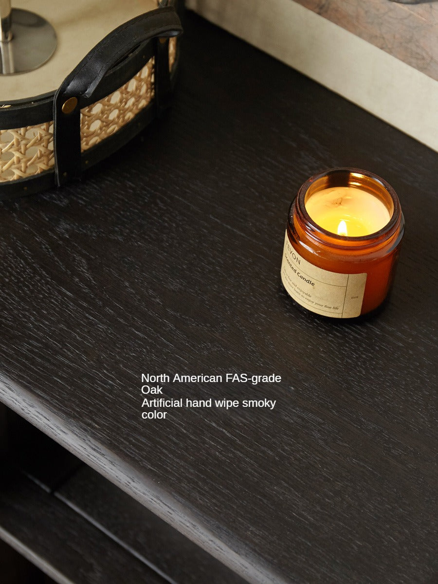 Oak Solid Wood rattan black Side Cabinet "
