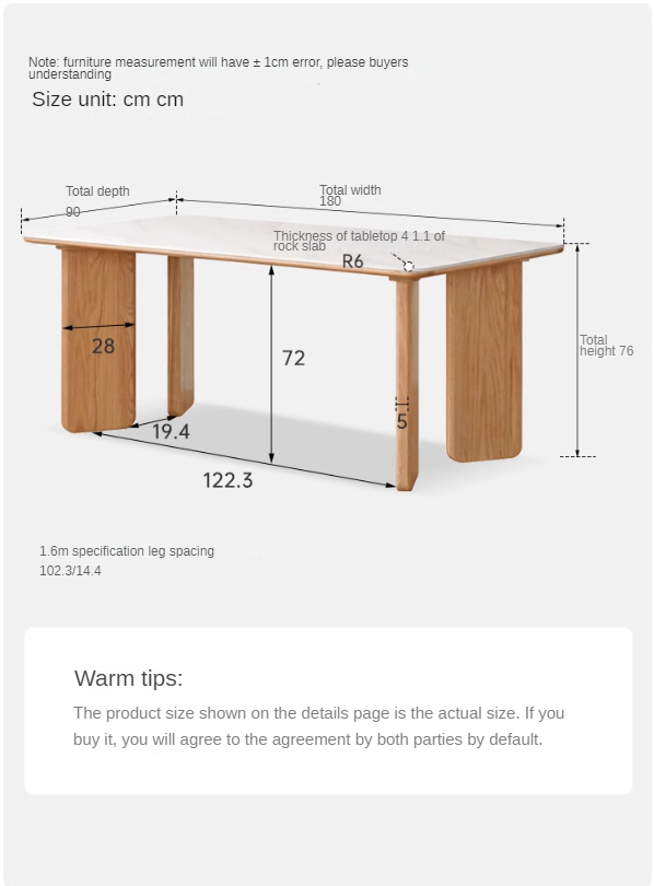 Oak Solid Wood Modern Dining Rock Table