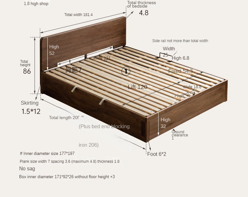 North American black walnut solid wood light luxury box bed<