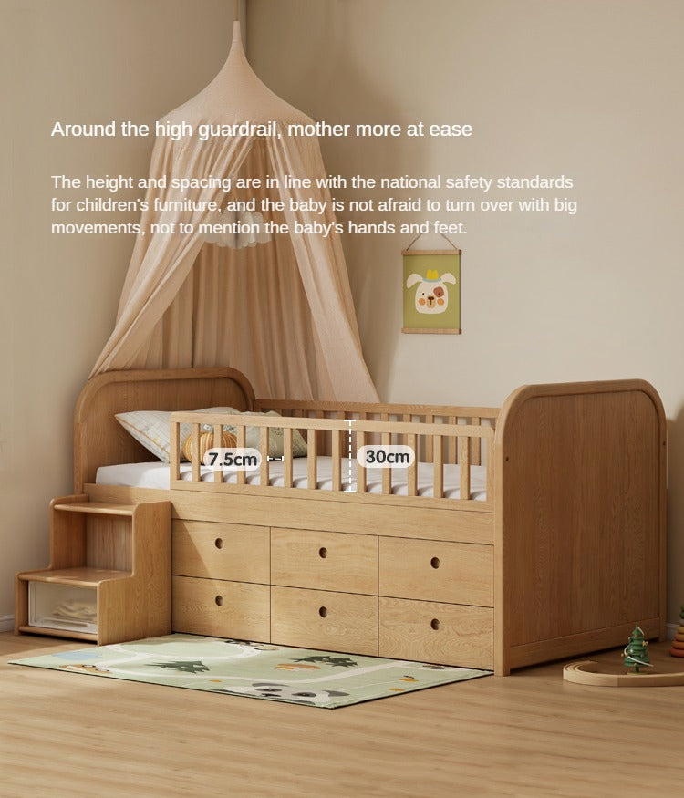 Oak solid wood Multi-function wide storage box bed<