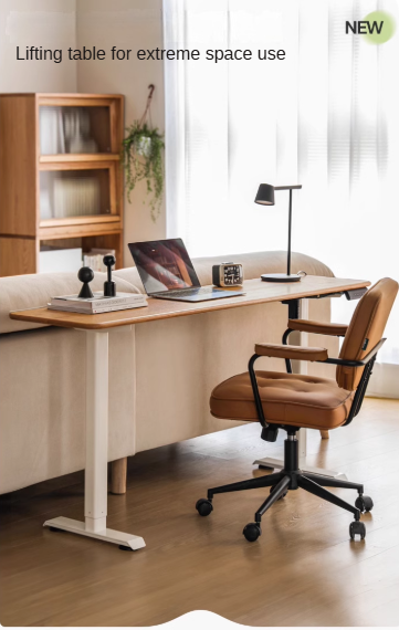 Oak solid wood electric lift narrow long desk