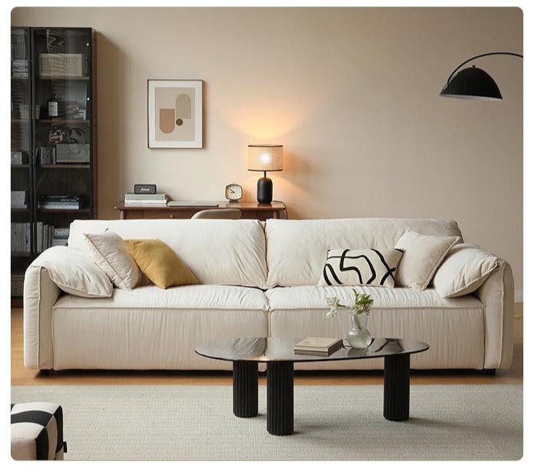 Fabric Straight Sofa Cream Style