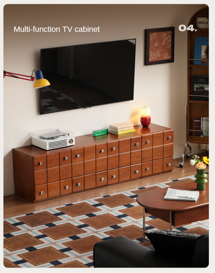 Poplar, Rubber Solid Wood Retro Style Side Cabinets.