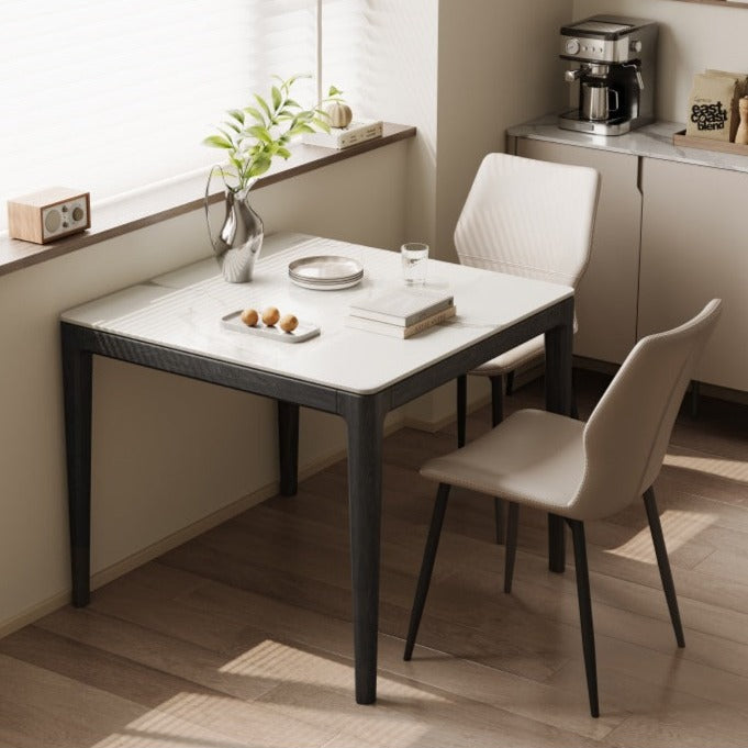 Slate square dining table Oak solid wood light luxury )