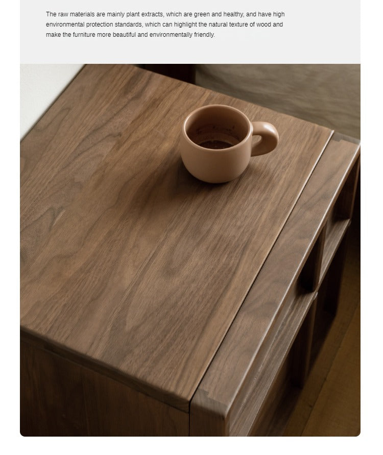 Black Walnut Solid Wood Storage Bedside Nightstand ,