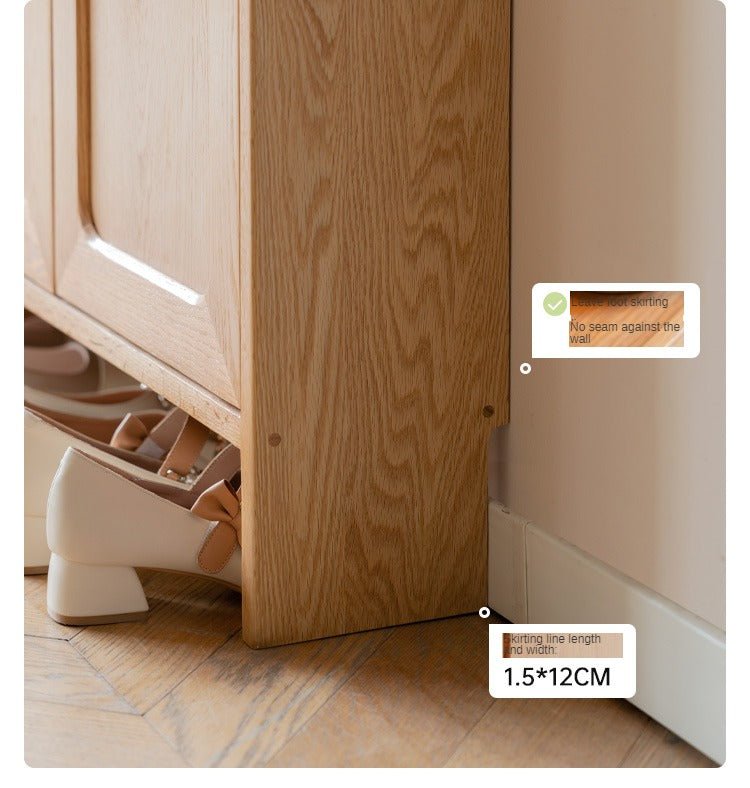 Oak solid wood entrance porch cabinet, ultra-narrow shoe cabinet: