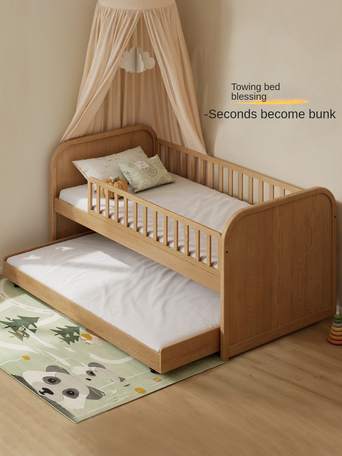 Oak solid wood Multi-function wide storage box bed<