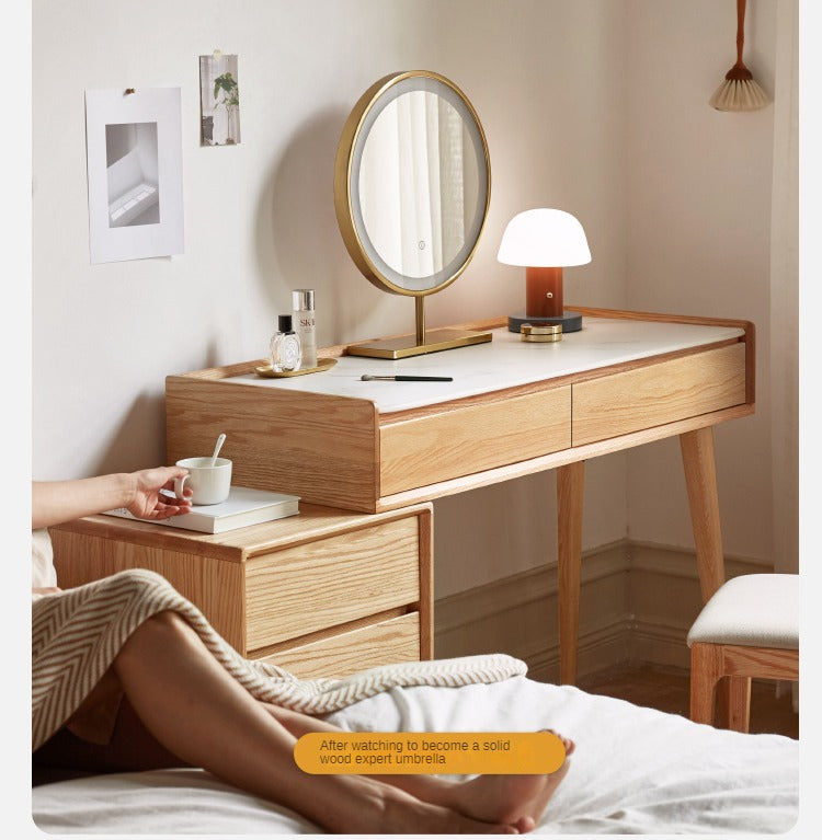 Oak solid wood Modern Simple Rock Board Dressing Table