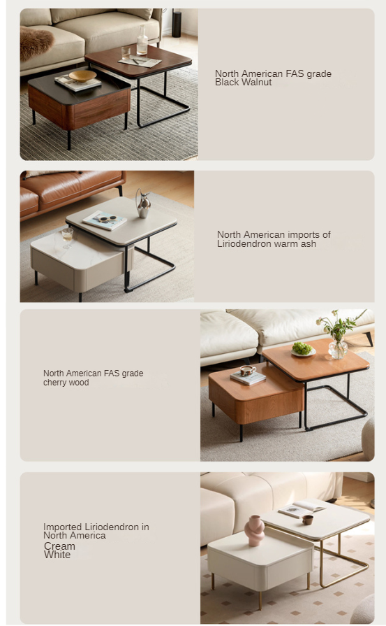 Poplar Solid Wood Rock Board Square Medieval Style Coffee Table