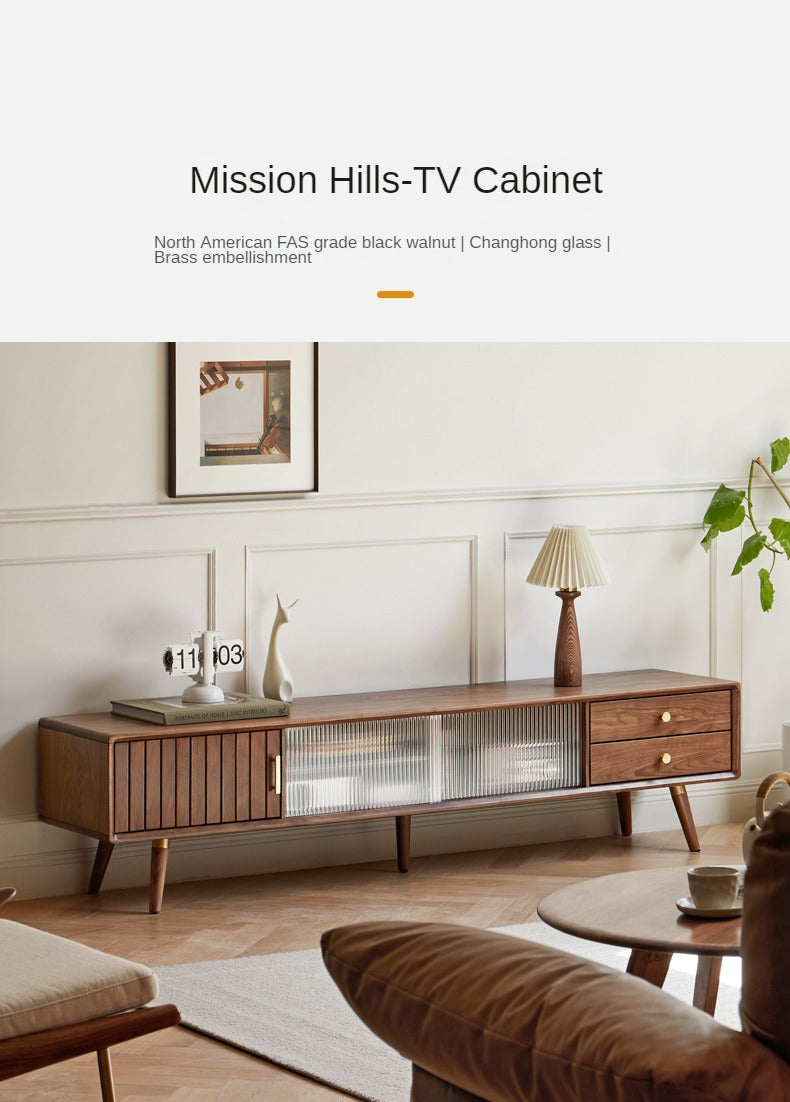 Black Walnut Solid Wood TV Cabinet-