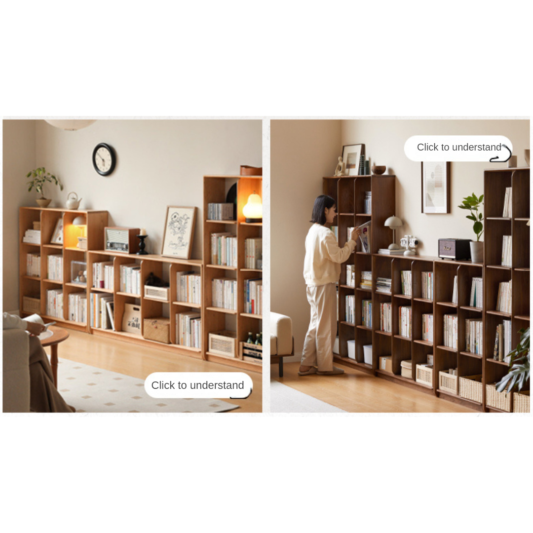 Oak Solid Wood Bookcase Lattice Cabinet Rack Free Combination