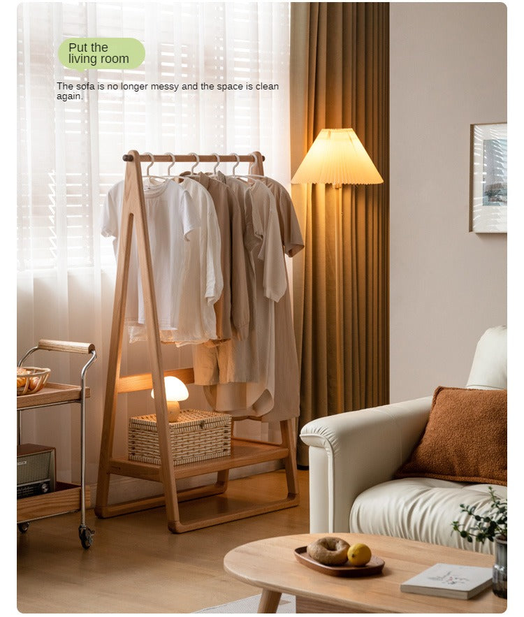 Oak solid wood clothes hangers rack: