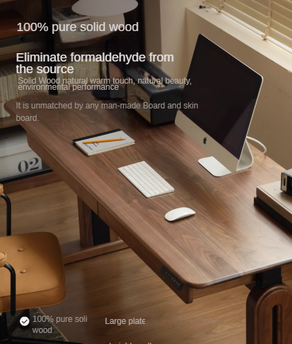 Black Walnut Solid Wood Electric Lift Desk