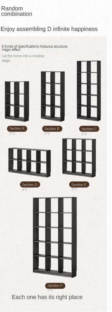 Oak Solid Wood Bookcase Lattice Cabinet Rack Free Combination.