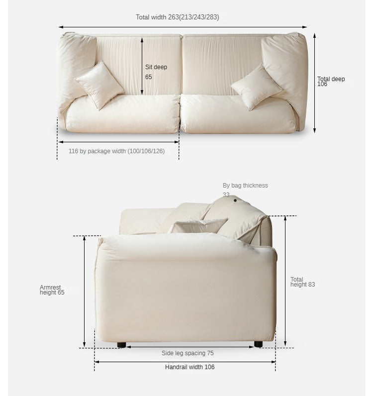 Fabric Straight Sofa Cream Style