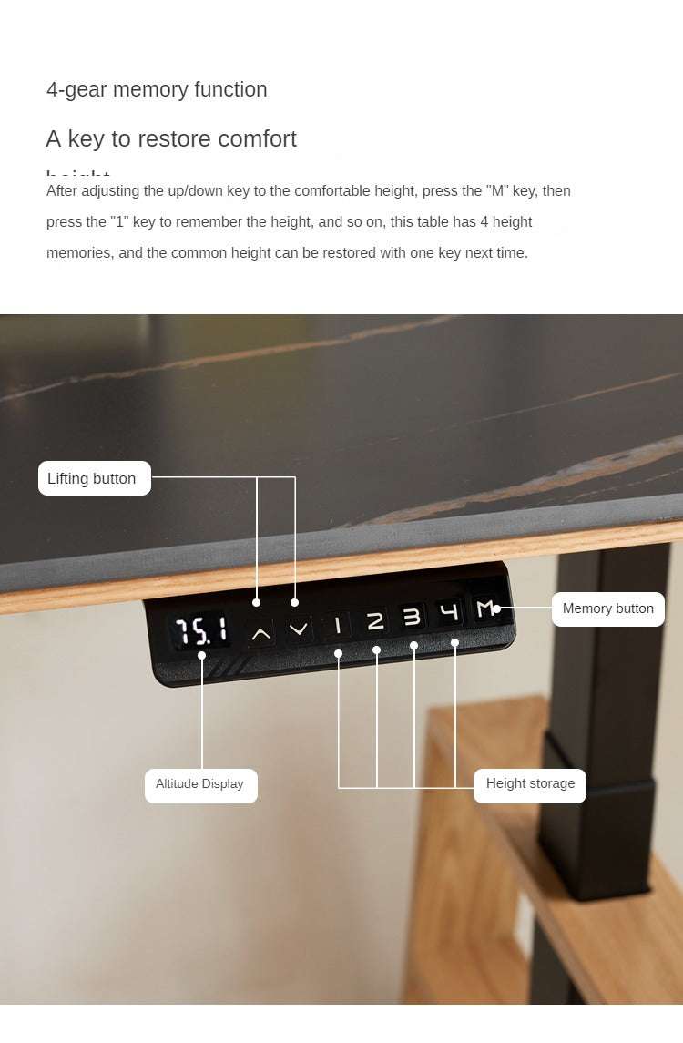 Oak solid wood Standing desk with rock slab top: