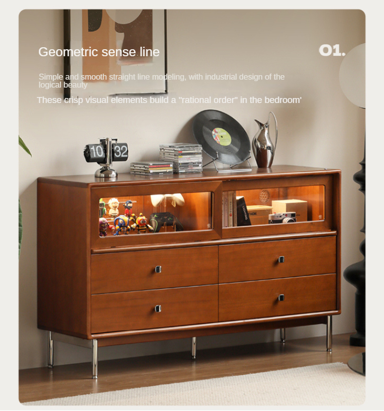 Poplar Solid Wood Cabinet Bauhaus Storage Drawer.