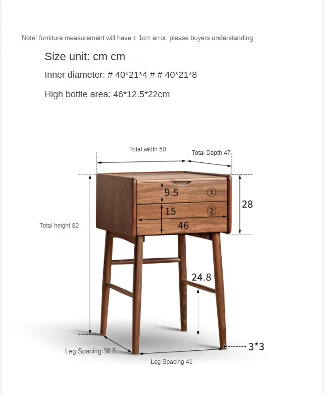 Black walnut Solid wood mirror dressing table