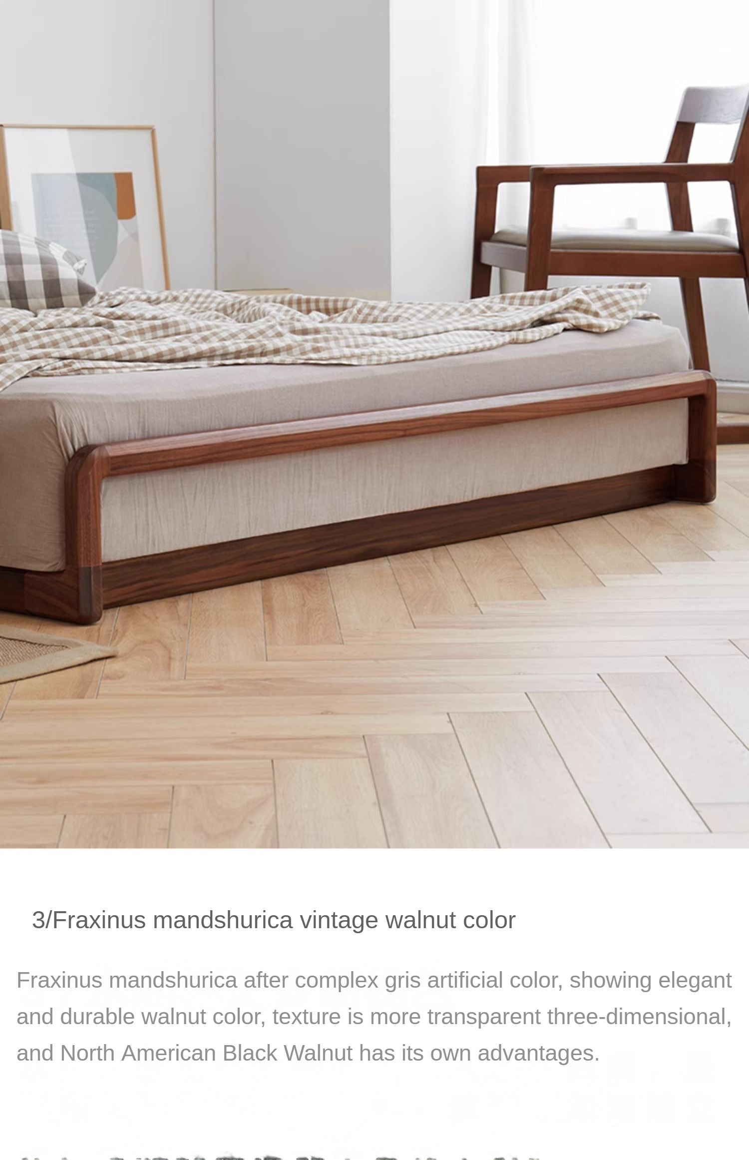 Ash solid wood modern simple Nordic style Platform Bed