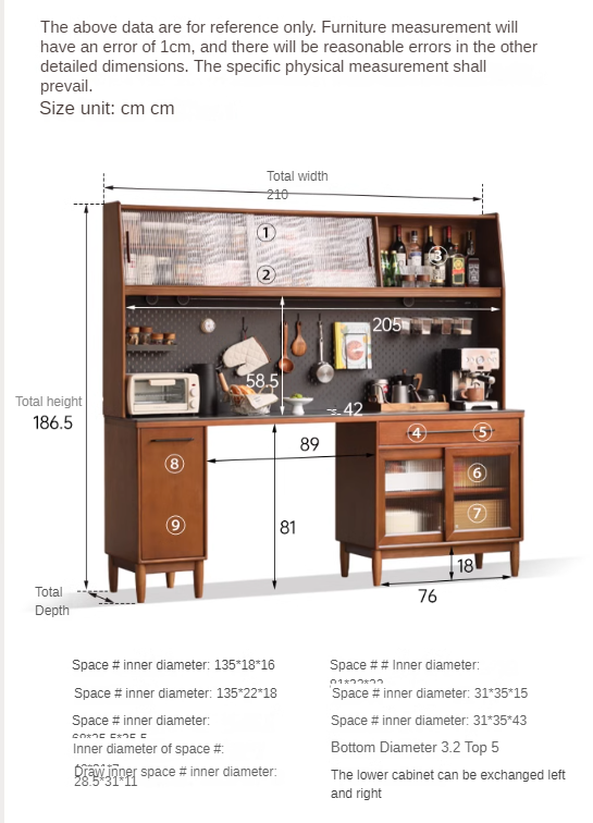 Poplar Solid Wood Medieval Style Rock Plate Sideboard