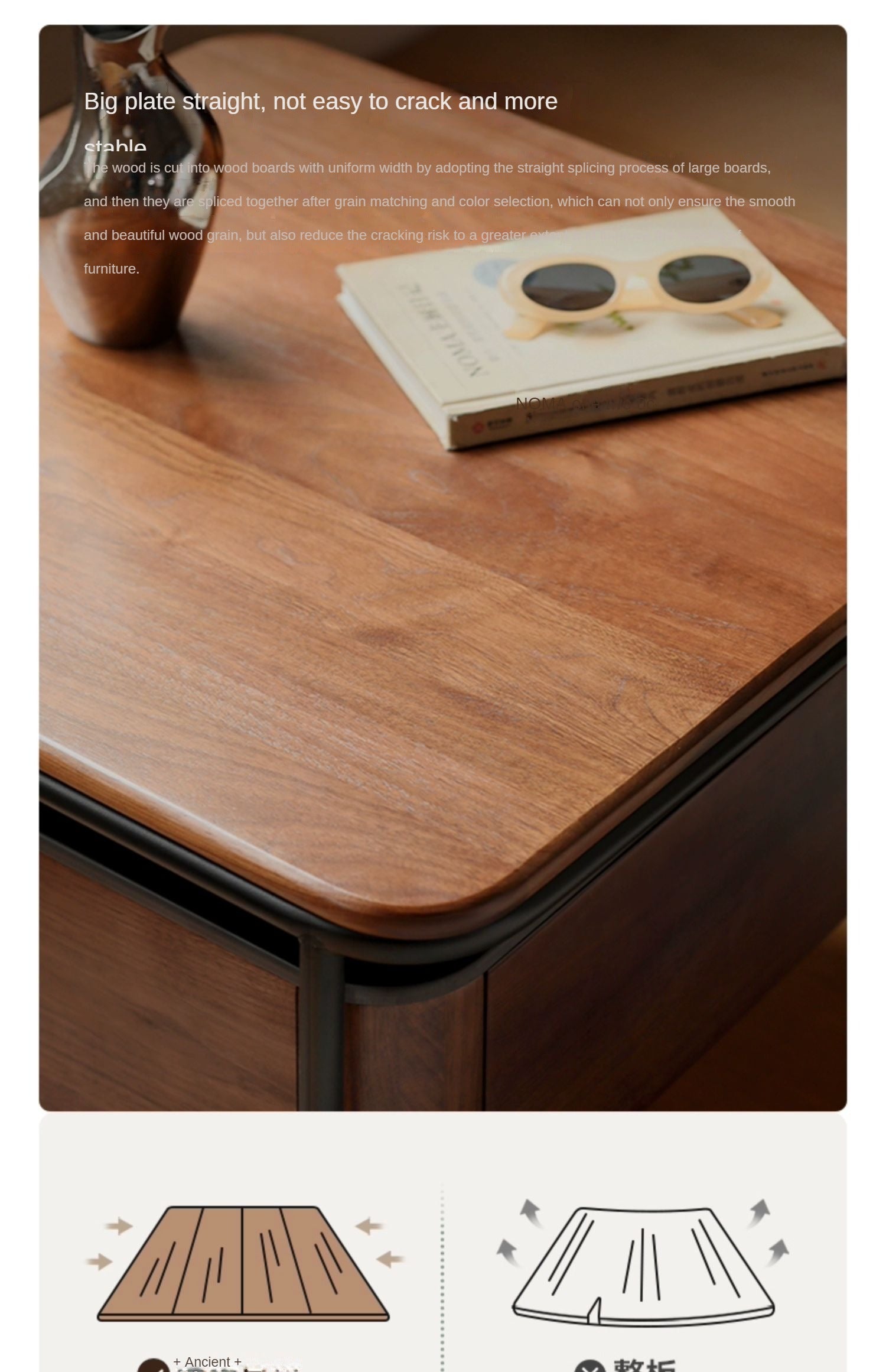 Coffee table Black walnut solid wood slate top"