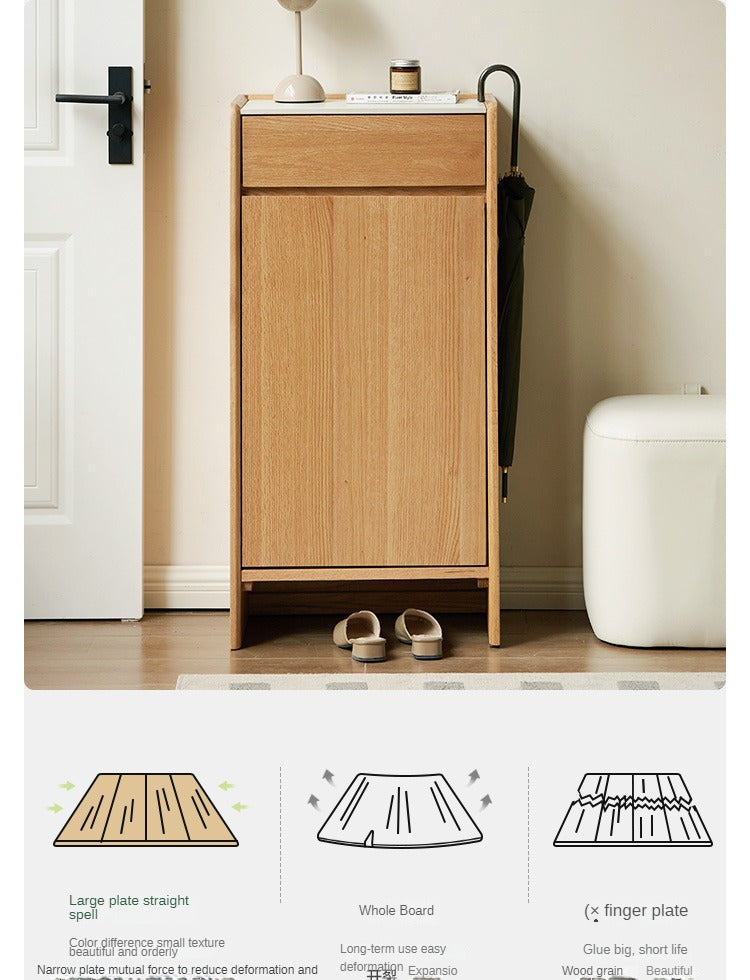 Oak solid wood rock slab storage shoe cabinet integrated