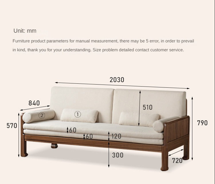 Black Walnut, Oak Solid Wood Foldable Sofa Bed