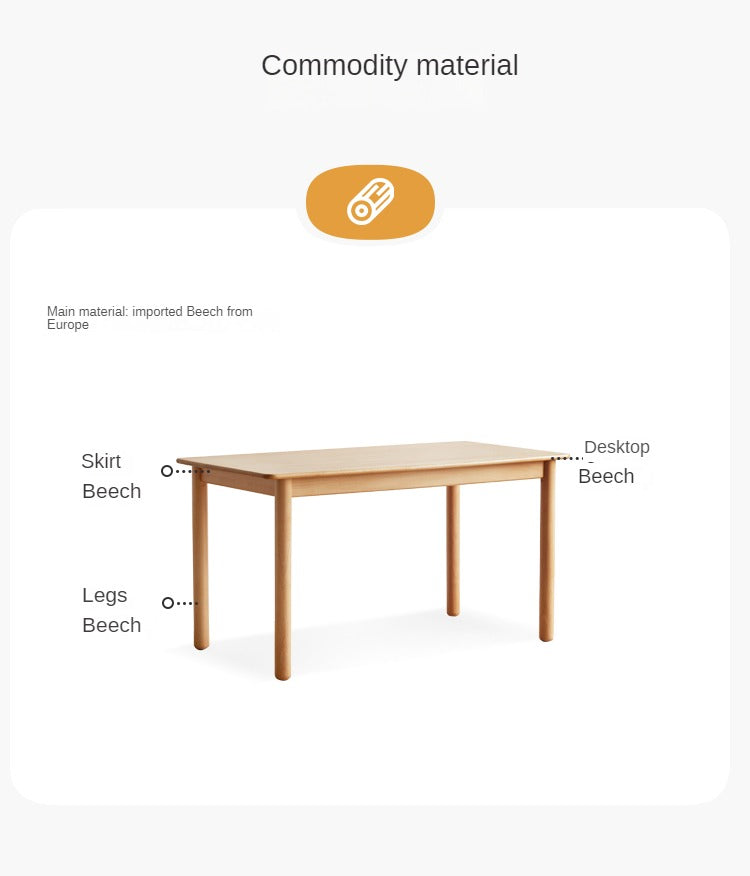 European beech solid wood dining table