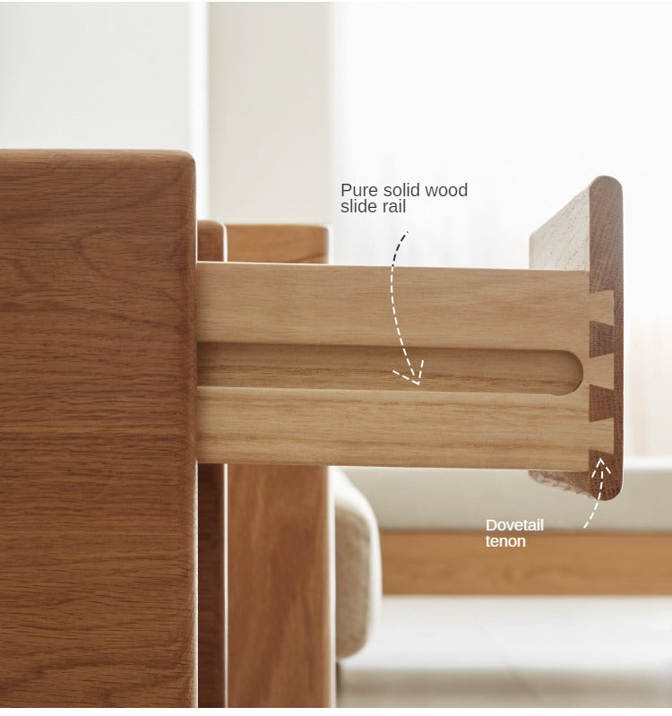 Oak Solid Wood Narrow Side Table, Flip Door Storage Cabinet "