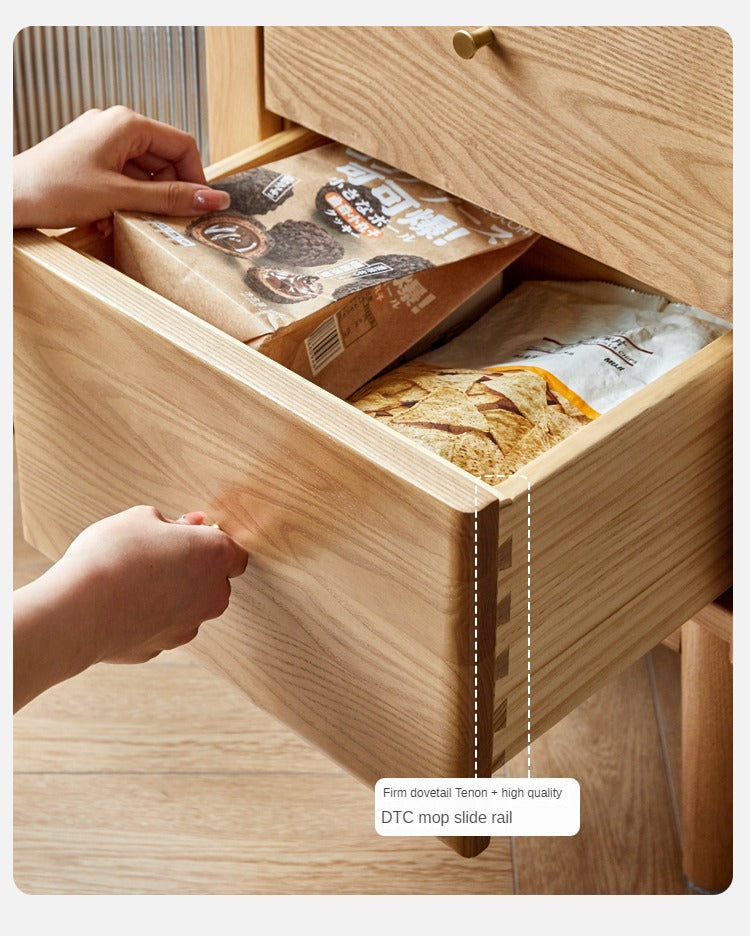 Ash Solid Wood side Cabinet Storage"