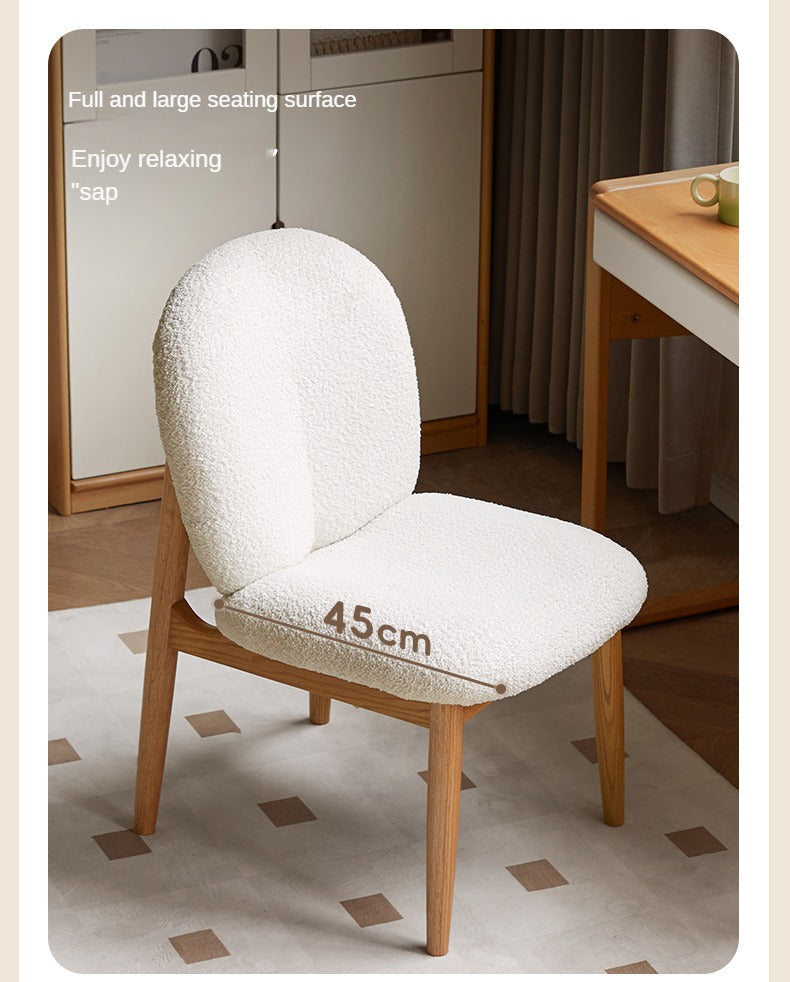 Oak Solid Wood Leisure Soft Chair Study Cream Style