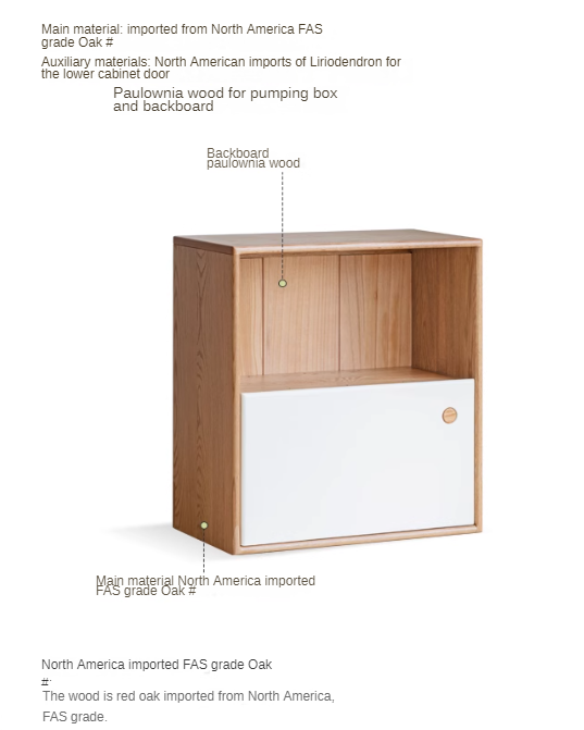 Oak solid wood cream style module combination bookcase